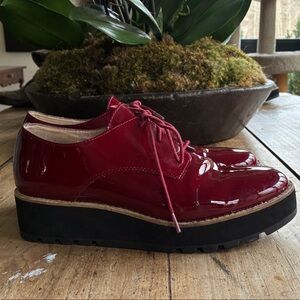 Eileen Fisher Eddy Burgundy Patent Leather Oxfords